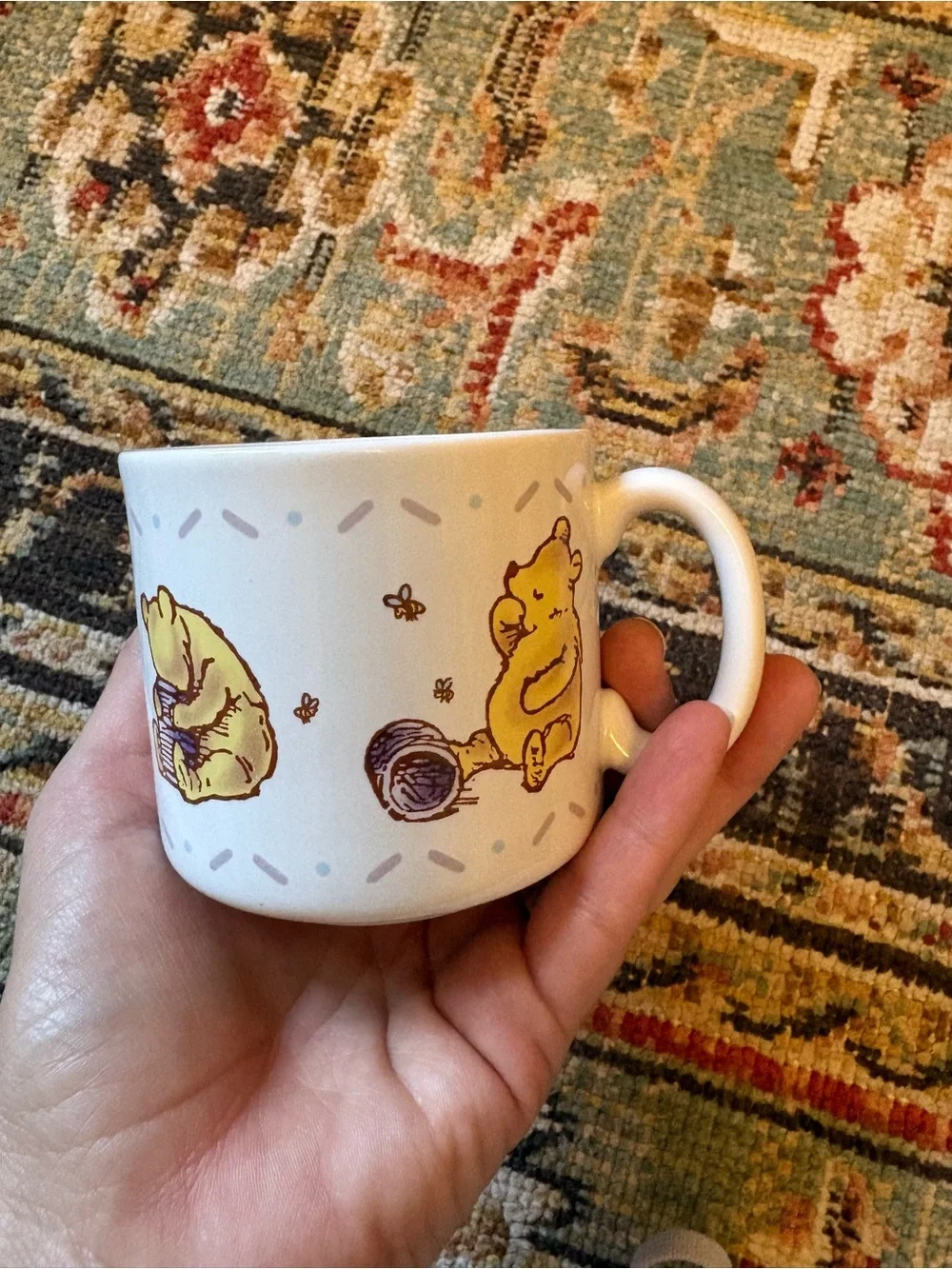 Vintage | White Ceramic Small Mug | Winnie the Pooh | Honey Pot + Bees